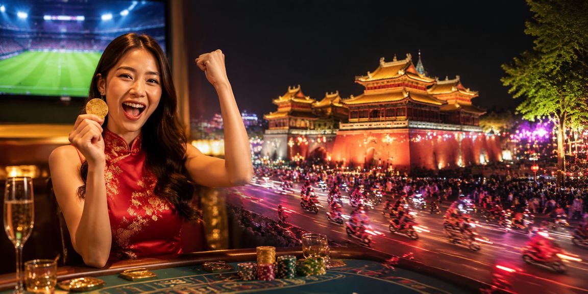 Bàn Baccarat neon về đêm tại Huế trong không gian casino giải trí hiện đại